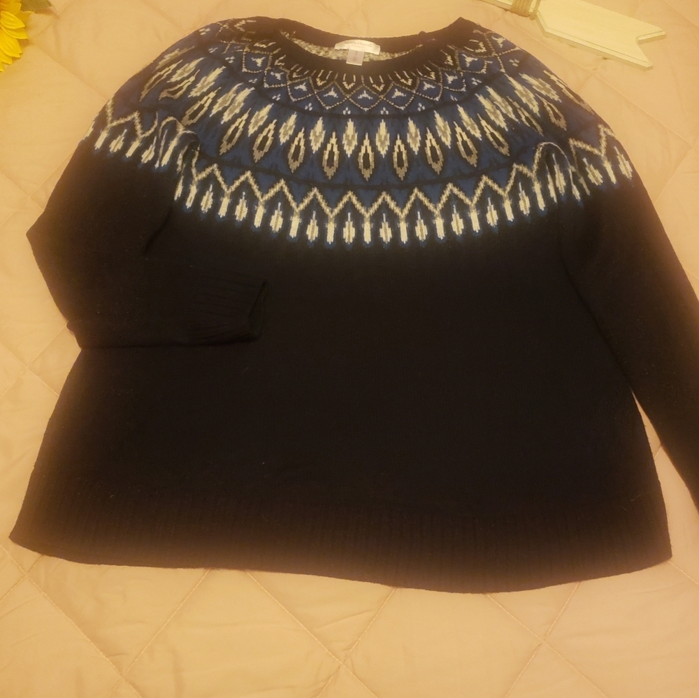 Women's Maternity Long Sleeve Crew Neck Fairisle - Picture 3 of 8